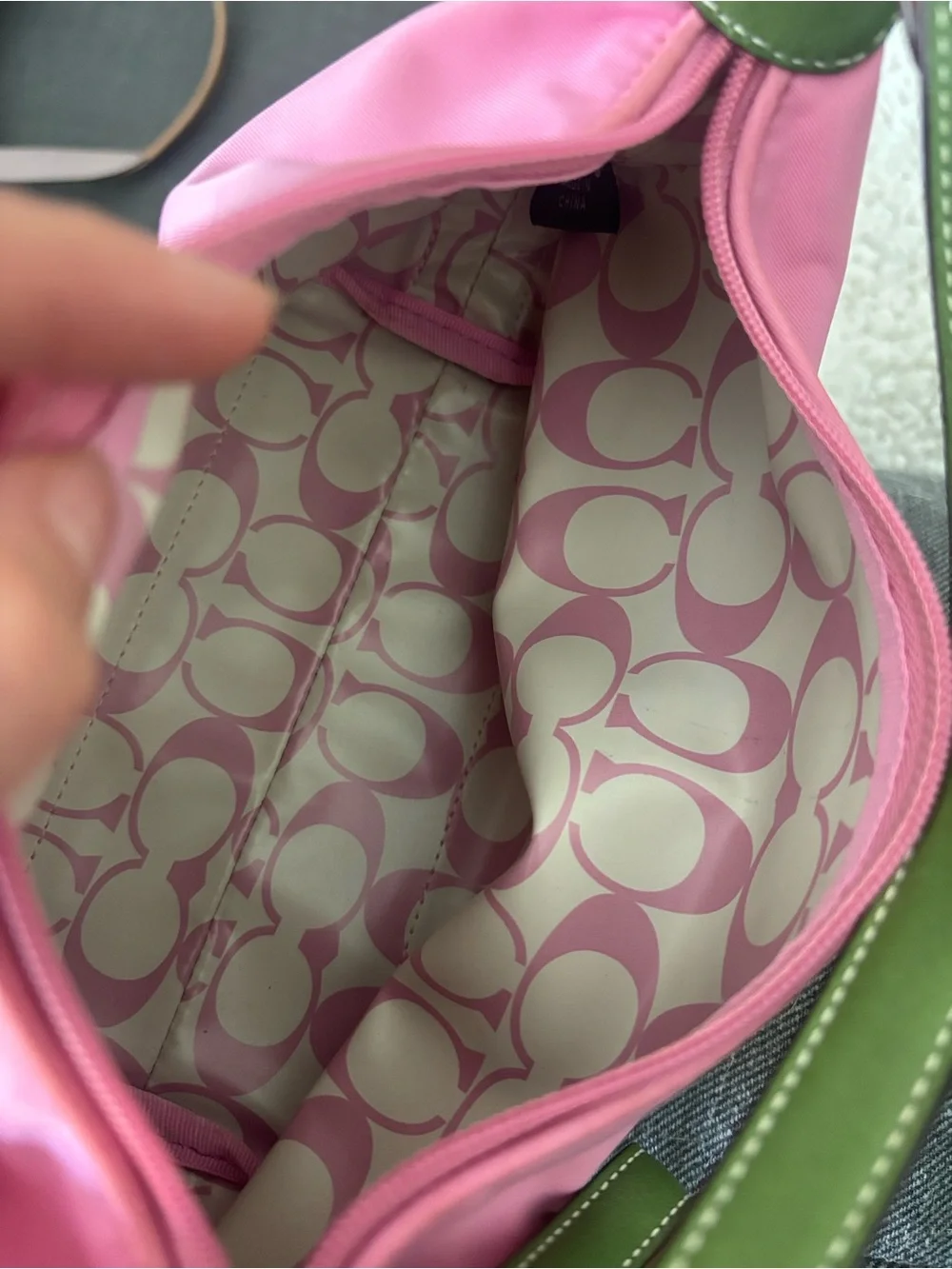 COACH Pink Mini Shoulder Bag with Green Trim